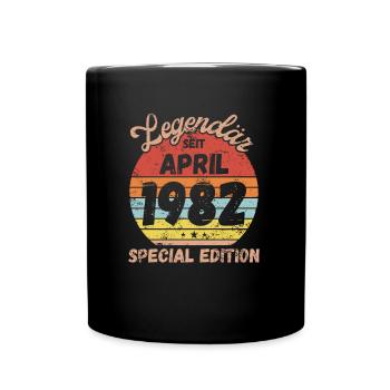 April 1982 - Geburtstag im April - Tasse einfarbig - Schwarz - Vorne