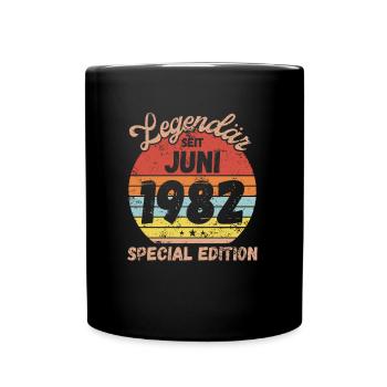 Juni 1982 - Geburtstag im Juni - Tasse einfarbig - Schwarz - Vorne