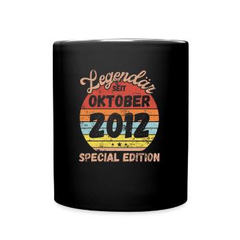 Oktober 2012 - Geburtstag im Oktober - Tasse einfarbig - Schwarz - Vorne