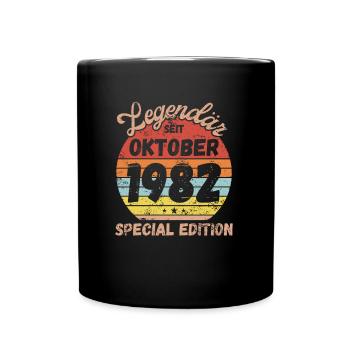 Oktober 1982 - Geburtstag im Oktober - Tasse einfarbig - Schwarz - Vorne