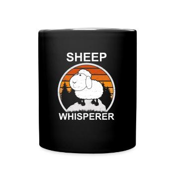 Sheep Whisperer Herd Farm Animal Lamb Wool - Full Colour Mug - black - Front