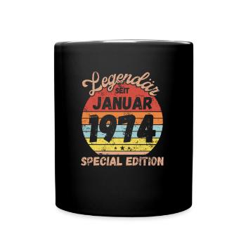 Januar 1974 - Geburtstag im Januar - Tasse einfarbig - Schwarz - Vorne