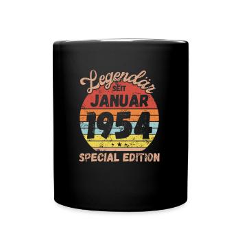Januar 1954 - Geburtstag im Januar - Tasse einfarbig - Schwarz - Vorne