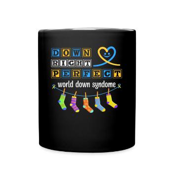 Rechts Perfekt, World Down-Syndrom - Tasse einfarbig - Schwarz - Vorne