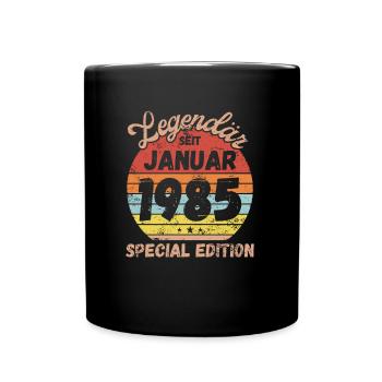 Januar 1985 - Geburtstag im Januar - Tasse einfarbig - Schwarz - Vorne
