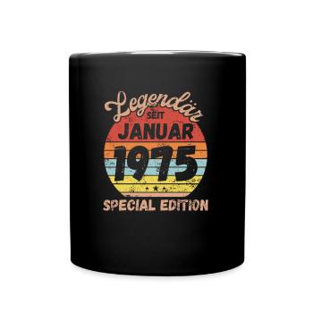 Januar 1975 - Geburtstag im Januar - Tasse einfarbig - Schwarz - Vorne