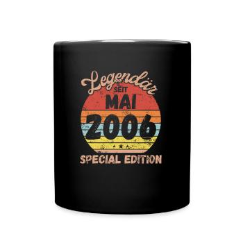 Mai 2006 - Geburtstag im Mai - Tasse einfarbig - Schwarz - Vorne