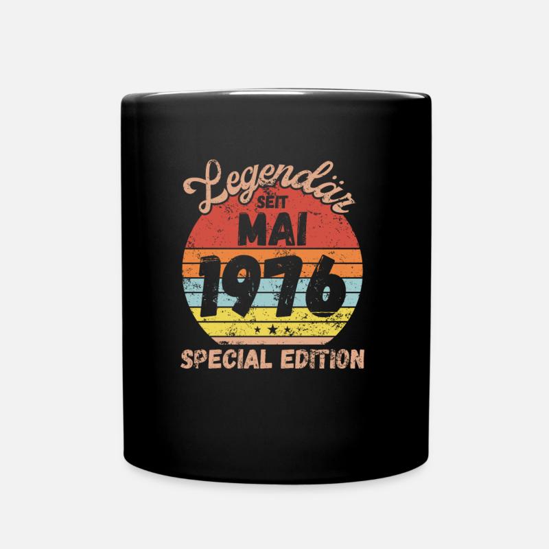 Mai 1976 - Geburtstag im Mai - Tasse einfarbig - Schwarz