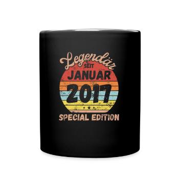 Januar 2017 - Geburtstag im Januar - Tasse einfarbig - Schwarz - Vorne