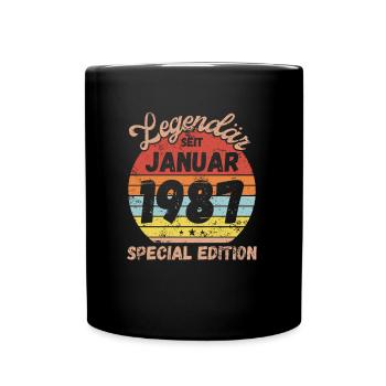Januar 1987 - Geburtstag im Januar - Tasse einfarbig - Schwarz - Vorne