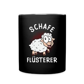 Schafe Flüsterer Hausschaf Schafbock Schäfer - Tasse einfarbig - Schwarz - Vorne