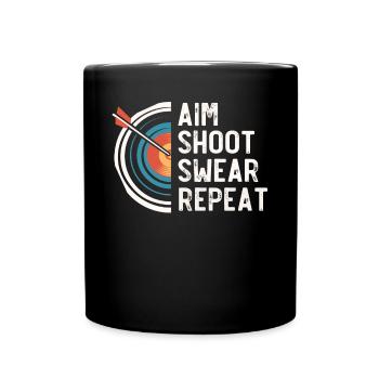 Bogenschießen, Bogenschütze, Bögen, Bogen - Tasse einfarbig - Schwarz - Vorne