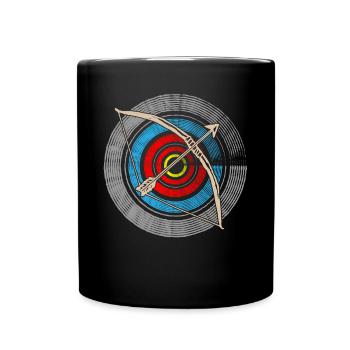 Bogenschießen, Bogenschütze, Bögen, Bogen - Tasse einfarbig - Schwarz - Vorne