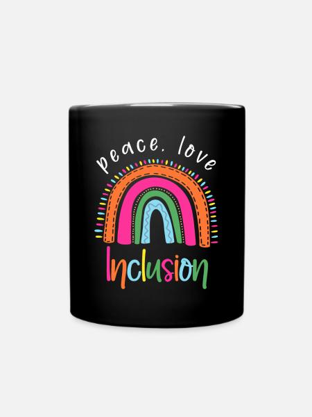 Frieden, Liebe Und Inklusion - Tasse einfarbig - Schwarz