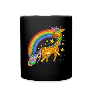 Fantasy Fairy Tale Animal Rainbow Giraffe Unicorn - Full Colour Mug - black - Front