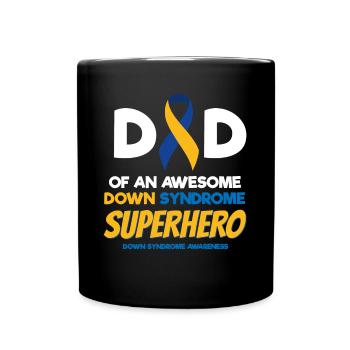 Down Syndrome Superhero, Down Syndrome Consciousness - Full Colour Mug - black - Front