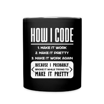 Programmierer, Code, Nerd, Programmierung - Tasse einfarbig - Schwarz - Vorne