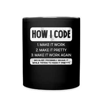 Programmierer, Code, Nerd, Programmierung - Tasse einfarbig - Schwarz - Vorne