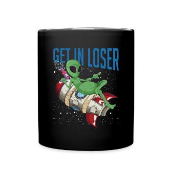 Funny Alien UFO Science Fiction Alien - Full Colour Mug - black - Front