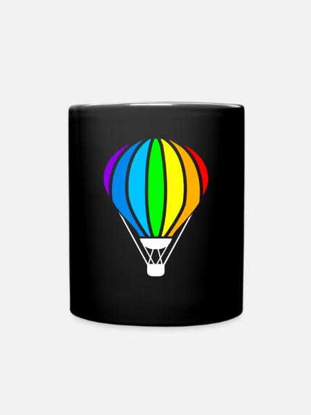 Hot air balloon, flying a hot air balloon - Full Colour Mug - black