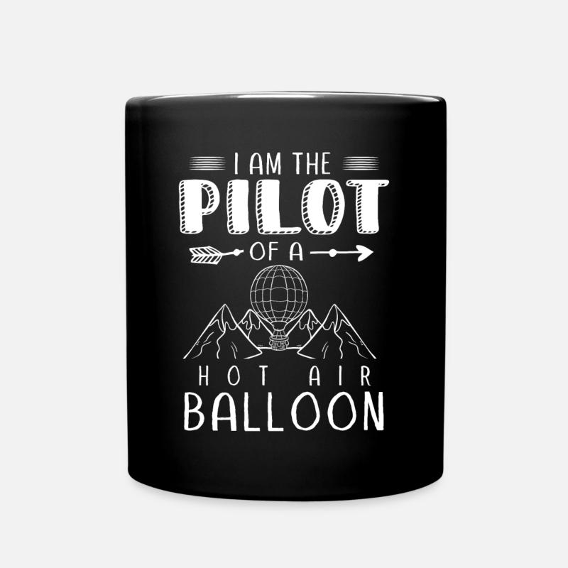 Hot air balloon, flying a hot air balloon - Full Colour Mug - black