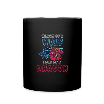 Heart of a wolf, soul of a dragon - Full Colour Mug - black - Front
