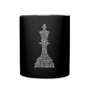 Schachkönig Word Cloud, Schachspieler - Tasse einfarbig - Schwarz - Vorne