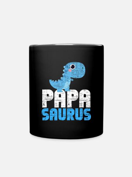 Papasaurus Dinosaurier Rex Papa Saurus Dad Dino - Tasse einfarbig - Schwarz