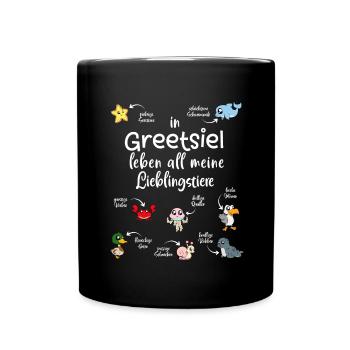 Meine Lieblingstiere in Greetsiel - Tasse einfarbig - Schwarz - Vorne