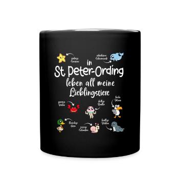 Meine Lieblingstiere in St. Peter-Ordíng - Tasse einfarbig - Schwarz - Vorne