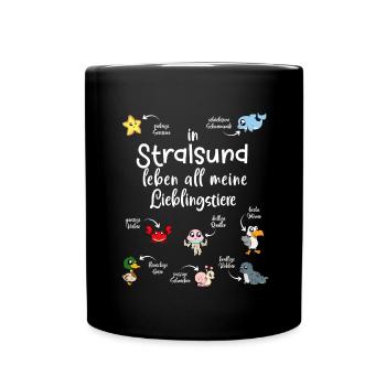 Meine Lieblingstiere in Stralsund - Tasse einfarbig - Schwarz - Vorne