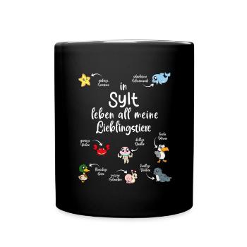 Meine Lieblingstiere in Sylt - Tasse einfarbig - Schwarz - Vorne