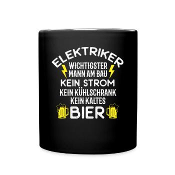 Elektriker, Elektrik - Tasse einfarbig - Schwarz - Vorne