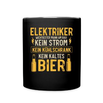 Elektriker, Elektrik - Tasse einfarbig - Schwarz - Vorne