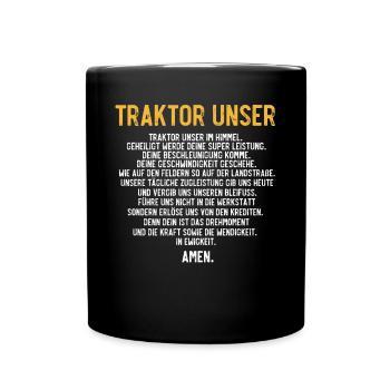 Traktor Unser, Traktoren, Bauer, Landwirt - Tasse einfarbig - Schwarz - Vorne