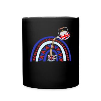 Union Jack Flag Mit Tee Tasse - Tasse einfarbig - Schwarz - Vorne