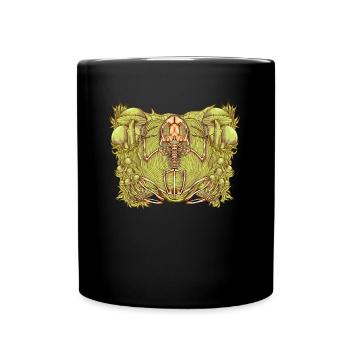 Frog skeleton between mushrooms - Full Colour Mug - black - Front