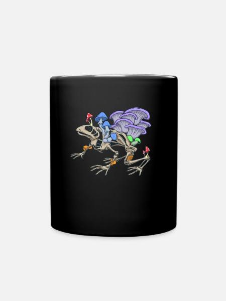 Froschskelett mit Pilzen - Tasse einfarbig - Schwarz