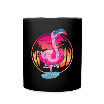 Summer Sunset Animal Gift Flamingo - Full Colour Mug - black - Front