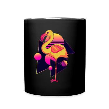 Summer Vaporwave Tropical Animal Gift Flamingo - Full Colour Mug - black - Front