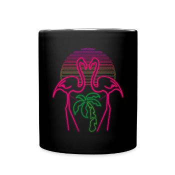 Tropen Vogel Retro Vaporwave Tier Rosa Flamingo - Tasse einfarbig - Schwarz - Vorne