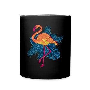 Zoo Tier Geschenk Sommer Tropen Vogel Flamingo - Tasse einfarbig - Schwarz - Vorne