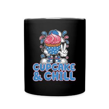 Cupcake And Chill Cupcake Character - Full Colour Mug - black - Front
