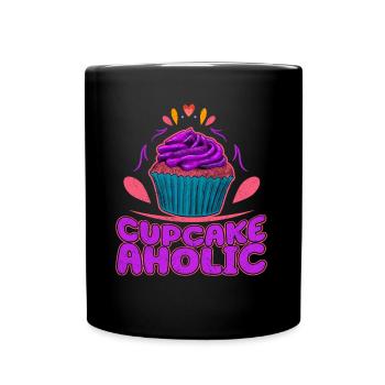 Cupcake Aholic Cupcake Addicted - Full Colour Mug - black - Front
