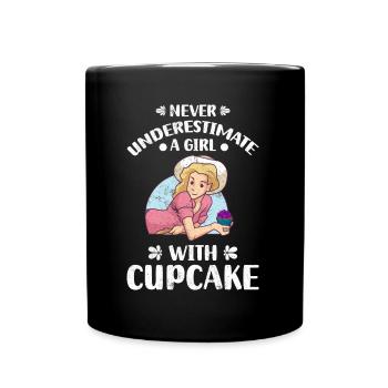 Never Underestimate A Girl With Cupcake - Full Colour Mug - black - Front