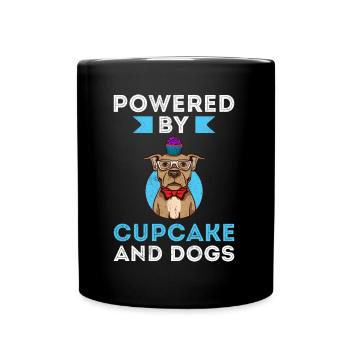 Powered By Cupcake And Dogs - Full Colour Mug - black - Front