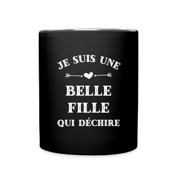 belle fille qui déchire humour cadeau personnalisé - Mug uni - noir - Devant