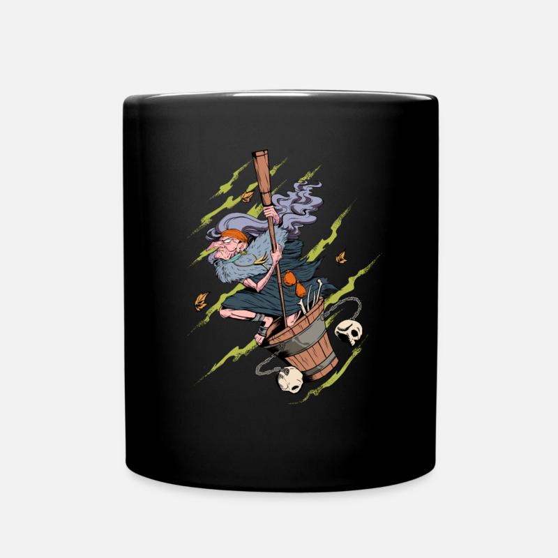 Zeichnung der Baba Jaga - Tasse einfarbig - Schwarz