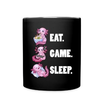 Eat Game Sleep - Cute Axolotl tolle Geschenkidee - Tasse einfarbig - Schwarz - Vorne