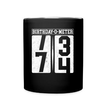 Birthday-O-Meter 74 Happy 74th Birthday Celebrant - Full Colour Mug - black - Front